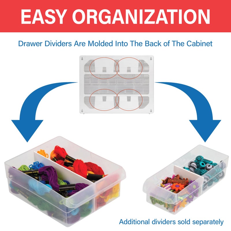Akro-Mils 64-Drawer Plastic Drawer Storage Cabinet for Garage Organization, Bead Organizer, Building Bricks Storage, Teacher Toolbox, Makeup Organizer, 20" W x 6" D x 16" H, 10164 Red - Image 4